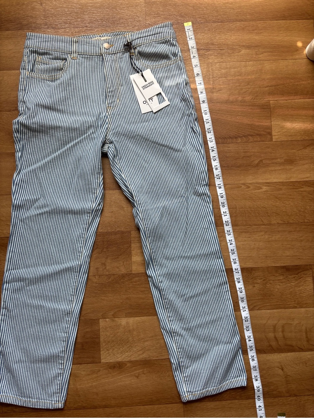Oat New York Straight-Leg Jeans in Blue & White Stripes - Picture 10 of 12